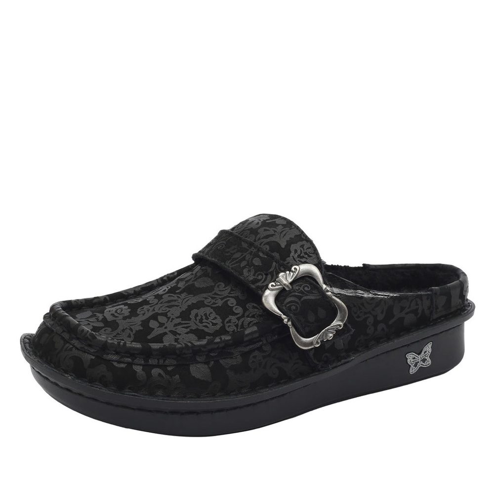 EUC Alegria | Black Brigid Goth You’re Cute Leather faux Fur Clog 38 8